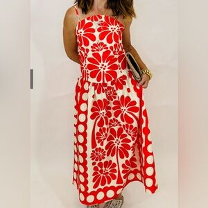 Sunday Up Red and White Dress